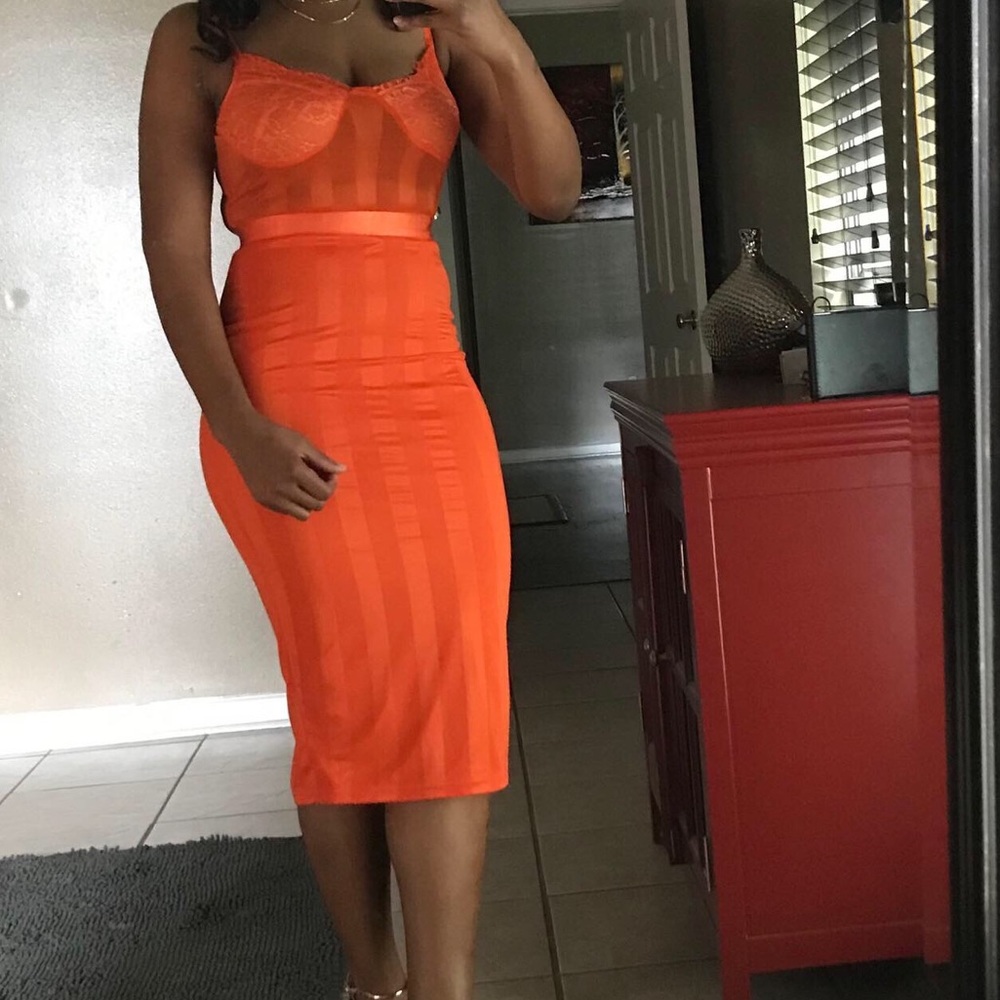 Orange Midi Dress
